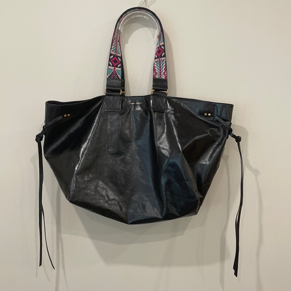 Isabel Marant Black Slouchy Tote with Decorative Side Ties